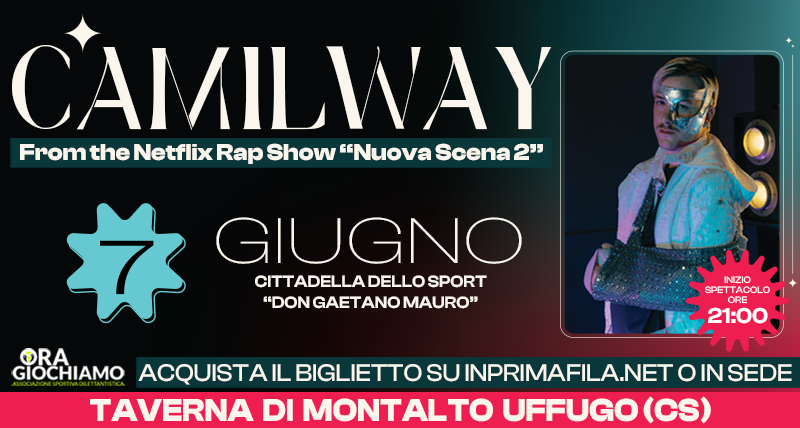 Concerto di CamilWay alla Cittadella dello Sport Don Gaetano Mauro il 7 giugno 2025